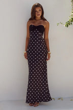 KADIE OFF SHOULDER MAXI DRESS - BLACK/WHITE POLKA