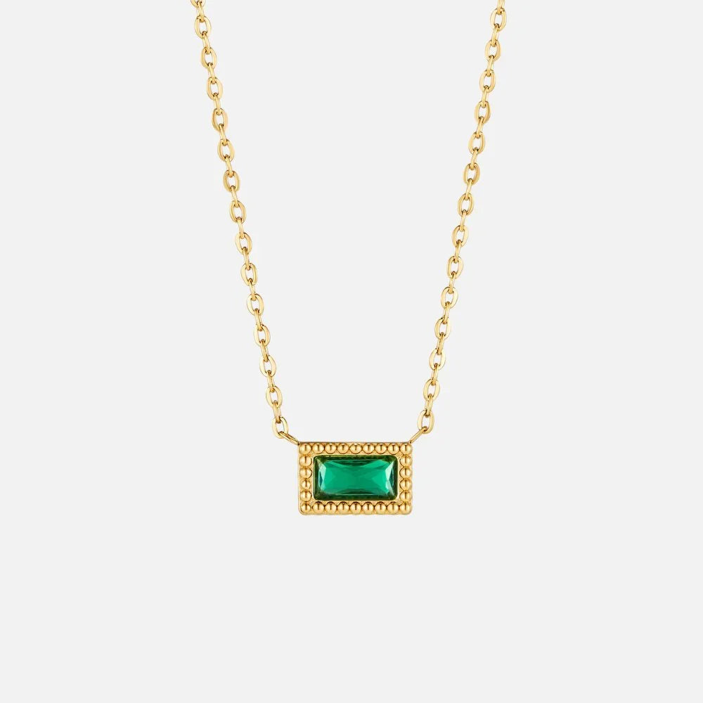 Vioraia Baguette Birthstone Necklace