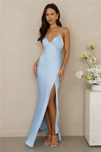 The Sophia Satin Maxi Dress Blue