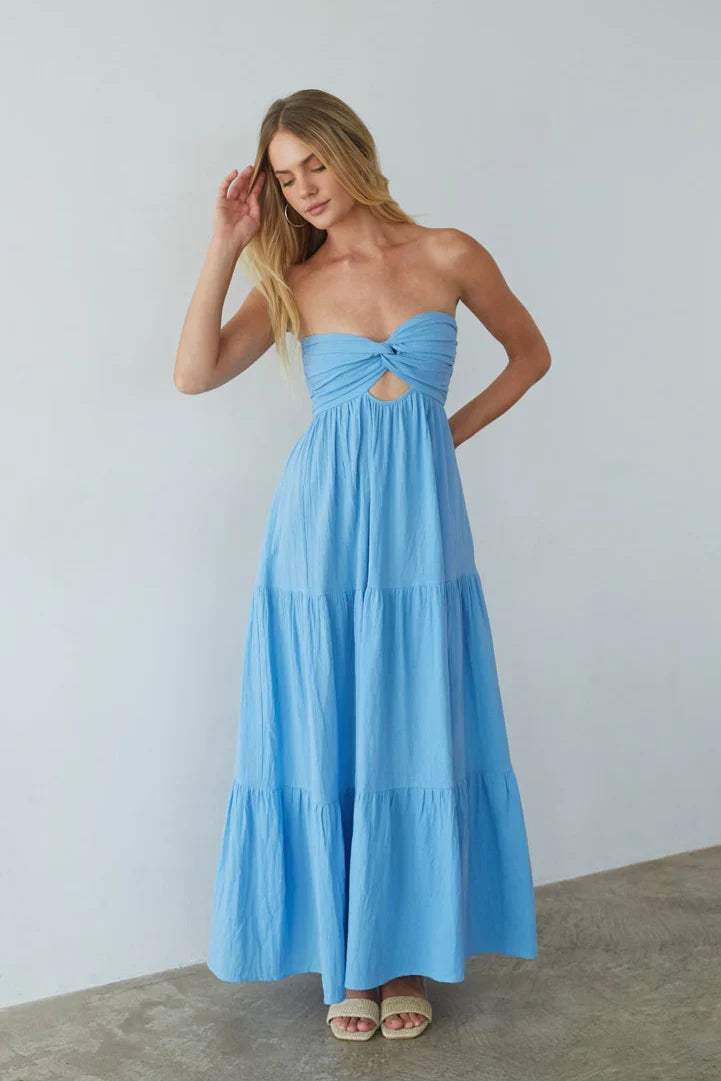 Della Twist Linen Maxi Dress