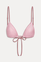 Elena Satin Micro Bikini Top - Sunset Pink