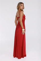 Twilight Luxe Hour Satin Maxi Dress Red