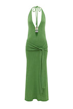 AYELLA DEEP-V KNIT MAXI DRESS - APPLE