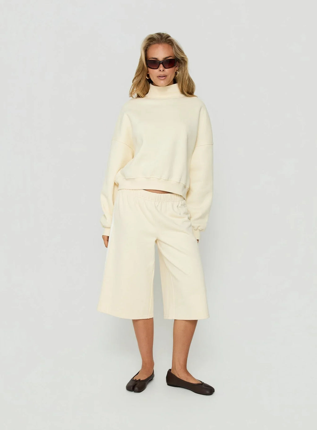 Anyya Funnel Neck Crew Jumper Cream