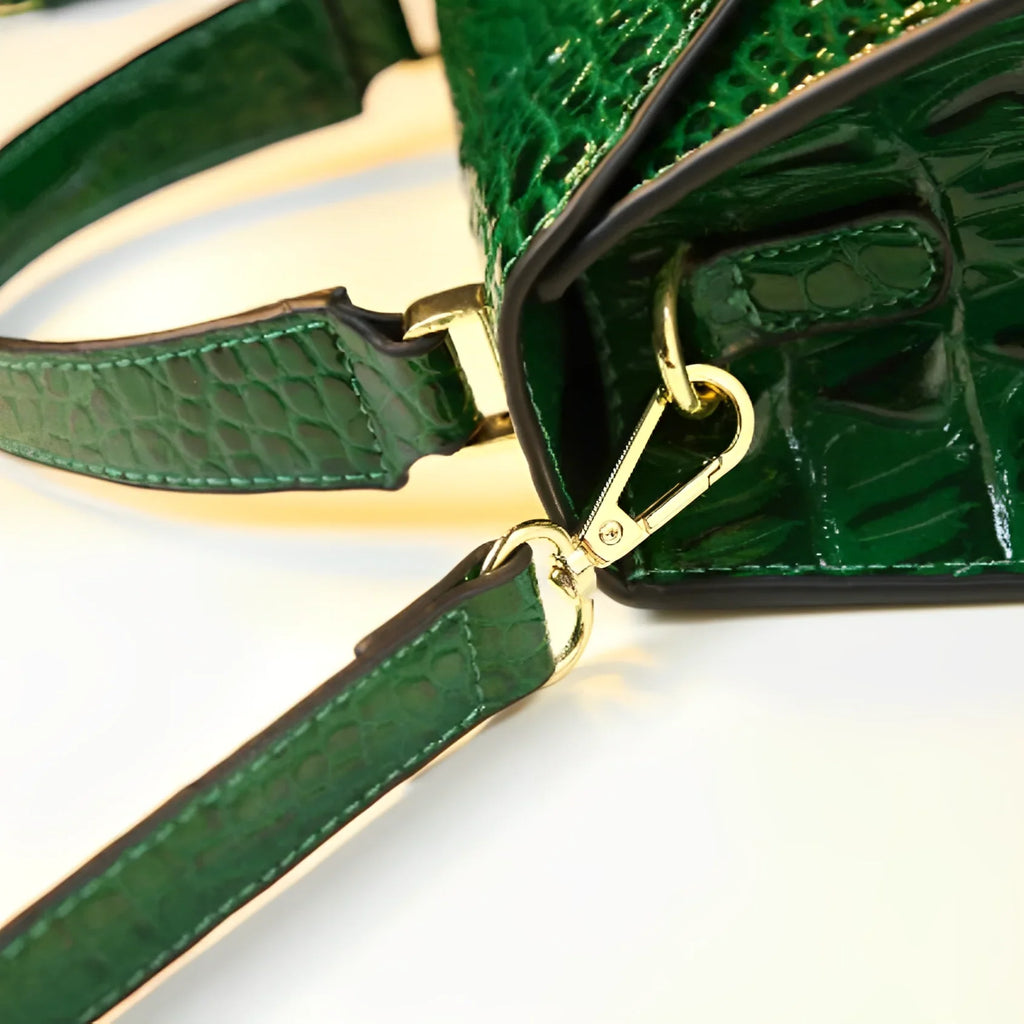 Vioraia Genuine Leather Crocodile Crossbody Bag