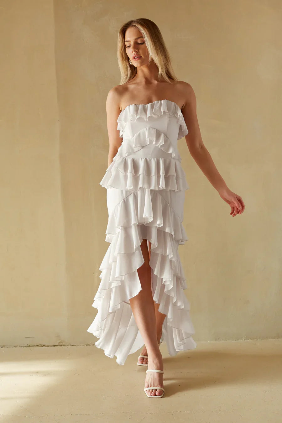 Clementine High Low Ruffle Maxi Dress