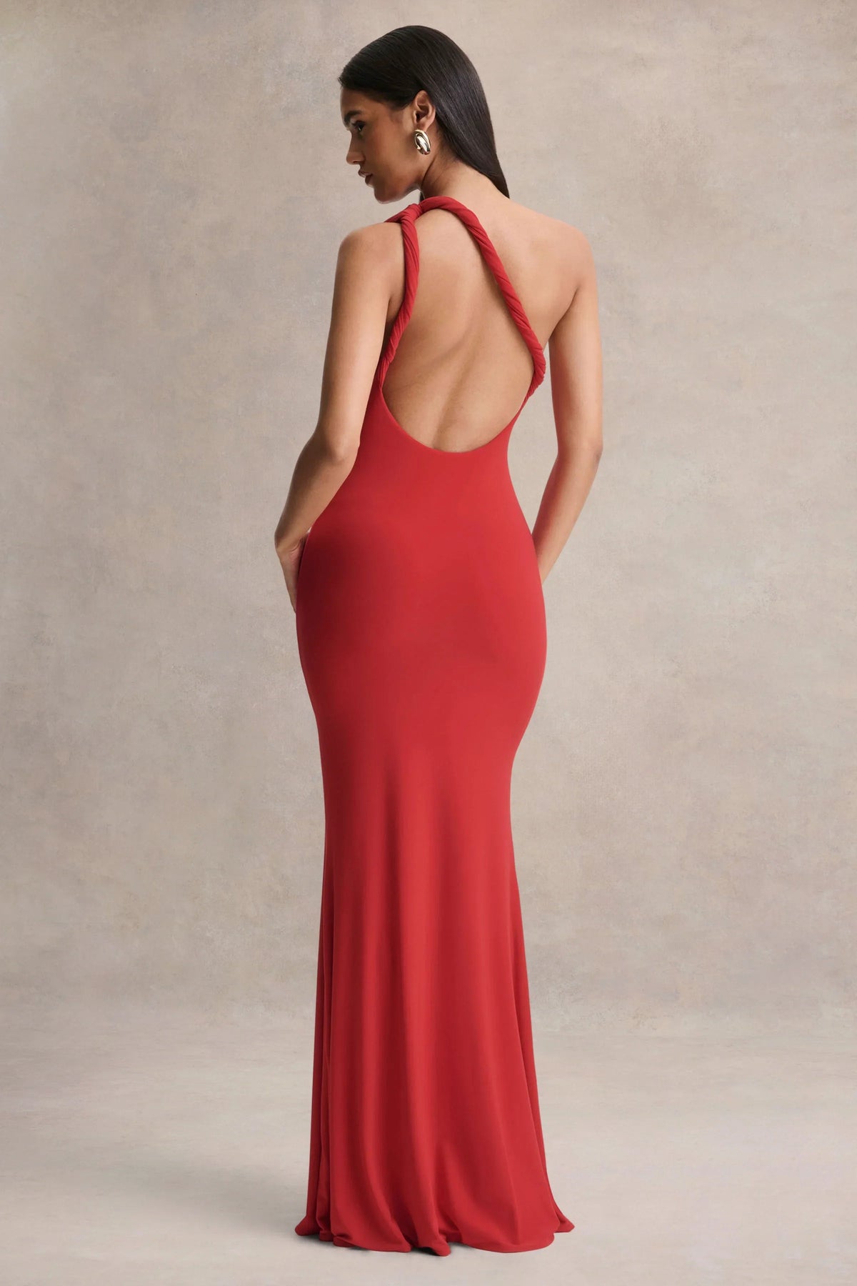 Ottilie | Red Asymmetric-Neck Maxi Dress