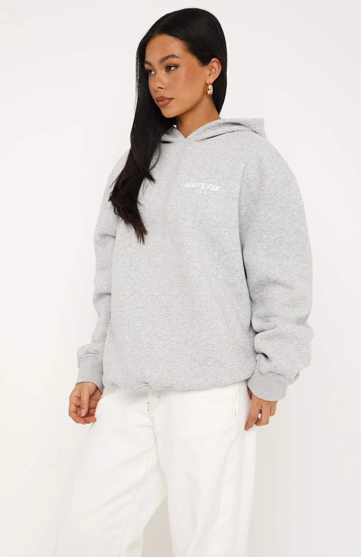 Offstage Printed Oversized Hoodie Dark Grey Marle