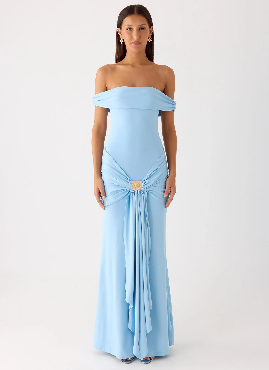 Vee Bardot Maxi Dress - Blue