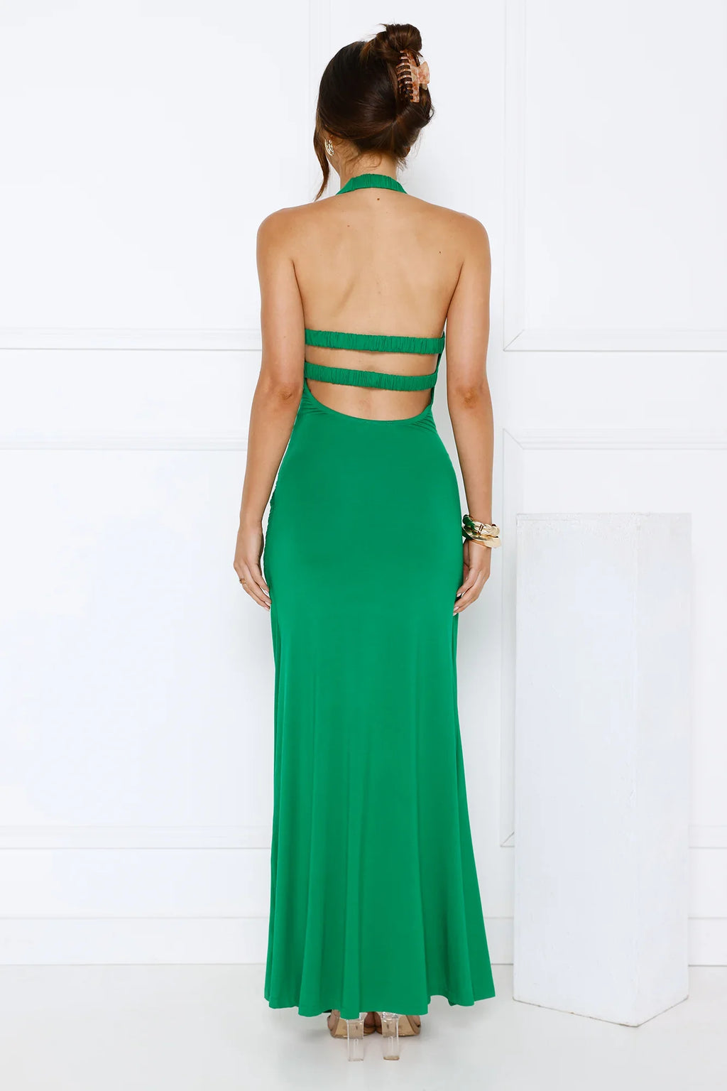 Up To Mischief Halter Maxi Dress Green