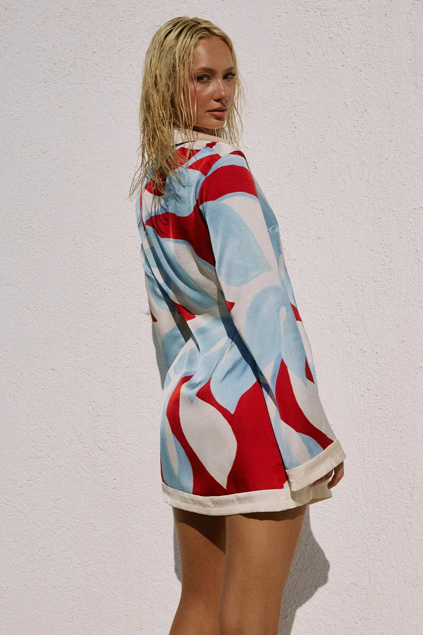 AMOREE LONG SLEEVE MINI DRESS - AMOREE RED