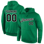 Custom Stitched Kelly Green Black-White Sports Pullover Sweatshirt Hoodie